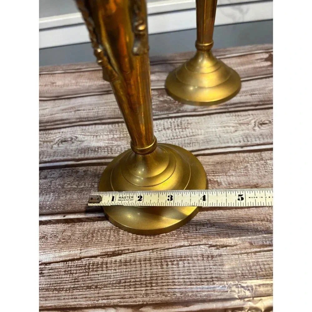 Solid Brass Rope Design Candlesticks, Made in India, Pair - 10.5